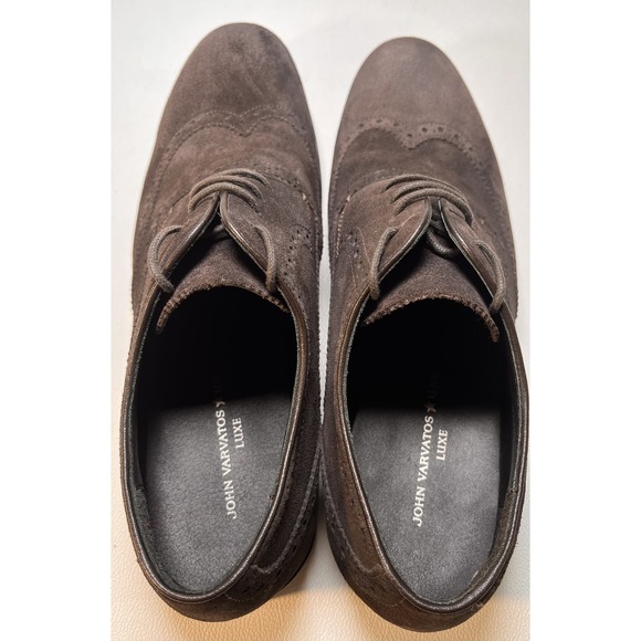 John Varvatos Luxe Shoes Mens Size 11.5 Brown Suede Wingtip Oxford Dress USA - Picture 7 of 10